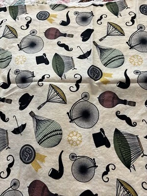 1 Yd Andover 2014 Fabric 100% Cotton Vintage Look Pattern Retro Steam Punk Junk - Image 1 of 3