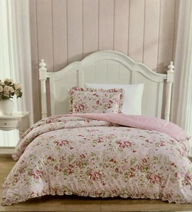 RACHEL ASHWELL SHABBY CHIC COMFORTER SET TWIN XL NWT PINK FLORAL Polyester Cool - Picture 1 of 12