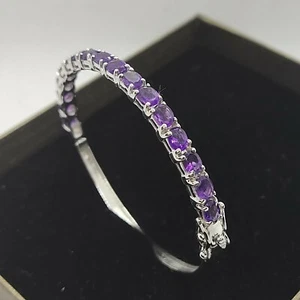 Brazale de amatista natural hecha a mano, con incrustaciones de plata 925, es... - Imagen 1 de 5