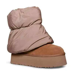 UGG CLASSIC MINI DIPPER PUFFER PLATFORM AMPHORA CHESTNUT WOMENS SIZE US 6 NEW - Picture 1 of 7