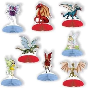 Fantasy Dragons Mini Centerpiece Set 8 Pack Medieval Halloween Party Decoration - Picture 1 of 1