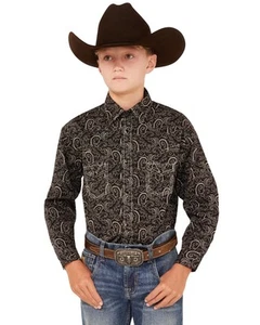Rock & Roll Denim Boys' And  Paisley Print Long Sleeve Snap Western Shirt - - Picture 1 of 7