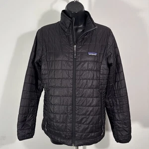Patagonia Women’s Primaloft Nano Puff Quilted Full Zip Jacket Black Size S Small - Picture 1 of 11