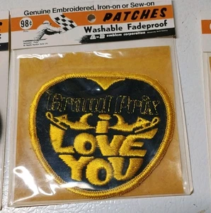 Chaqueta de moto de nieve vintage bordada I Love You parche GRAND PRIX años 70 nueva de colección - Imagen 1 de 1