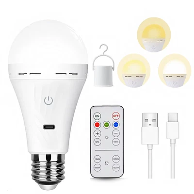 E27 Cordless USB Rechargeable Light Bulbs with Remote Control, 2200Mah Battery O - Image 1 of 4