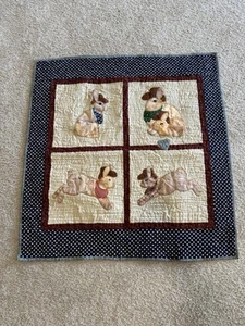 Hase Cowboy Handarbeit Steppdecke mit vier Häschenquadraten 30x31 - Bild 1 von 4
