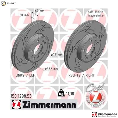 2x BRAKE DISC 150.1298.53 FOR BMW X3/E83/SAV X5/E53 M57D30 M54B30 3.0L M57D30 - Image 1 of 4