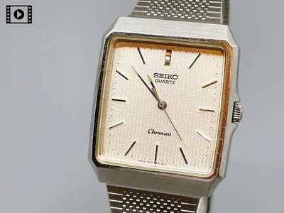 1985【N MINT】 SEIKO Chronos 9021-5140 Tank White Quartz Men's Watch US Stock - Image 1 of 4