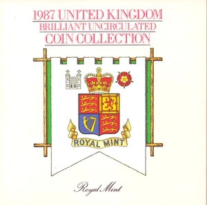 Vintage 1987 United Kingdom Uncirculated 7 Coin Collection Royal Mint Folder - Picture 1 of 4