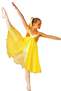 In The Meadows Child X-Small Dance Costume Yellow Lyrical Ballet Dress New - Picture 1 of 4
