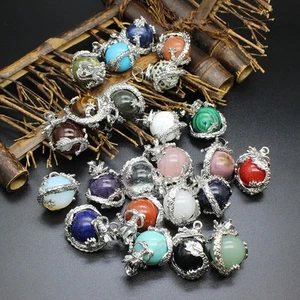 2-10x Jewelry Natural Stones Crystal Pendant Bead Turquise Dragon Wraps Beads - Picture 1 of 30