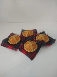 4 ornamenti natalizi vintage con tessuto rosso e verde, fattoria torta di campagna 2"  - Foto 1 di 4