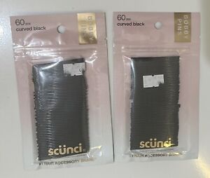 Scunci Set of 2 60 ct Curved Black Bobby Pins NEW