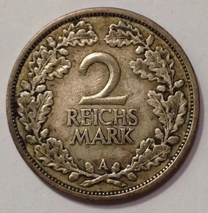 1926A Germany, Weimar Republic, 2 Reichs Mark,Silver Coin,*Nice /Rare* Genuine  - Picture 1 of 9