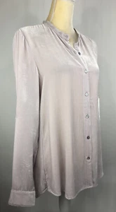 Eileen Fisher Velvet Shirt Blouse Small Petite Top Button Silk Long Lilac $278 - Picture 1 of 12