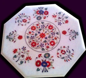 18" Marble Side Table Top Pietra Dura Floral Inlay Handicraft Home Decor - Picture 1 of 1