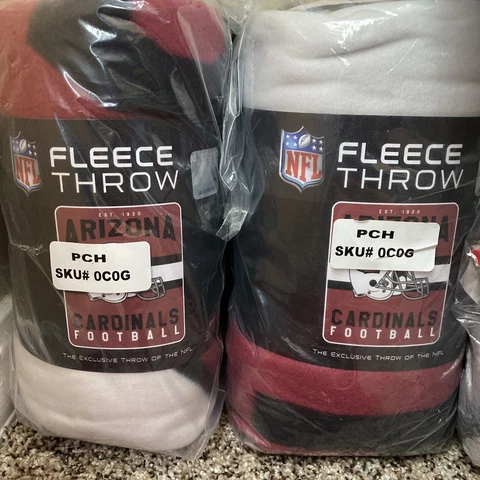 2 PACK NFL Arizona Cardinals Soft Fleece Throw Blanket  50" X 60" Cover