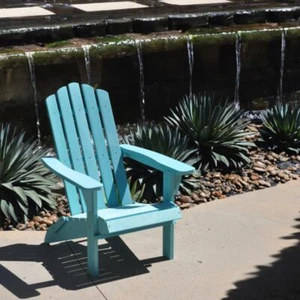 Chair, Easy Folding with No Pins Needed, Real Wood Look, 300 lb Capacity, Blue - Picture 1 of 4