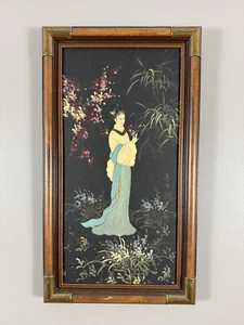 Framed Geisha Woman Oil Painting 28x15” - Nice Art - Picture 1 of 16