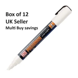 Box 12 Zig Posterman Wet Wipe Chalkboard Pens White 6mm Art Window Menu Chalk - Picture 1 of 1