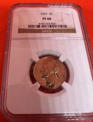 1957 5c Proof Jefferson Nickel NGC PF 68 - Image 1 of 2