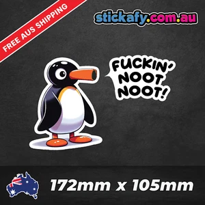 Pingu F*ckin Noot Noot Sticker Funny Laptop Car Window Bumper Ute Decal 4wd 4x4 - Picture 1 of 4
