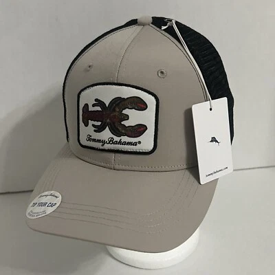 NWT Tommy Bahama Unisex Beige Black Lobster Patch Adjustable Snapback Hat Cap - Image 1 of 4