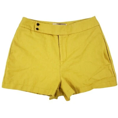Pantalones cortos para mujer Forever 21 extra pequeños tiro alto mezcla de lino entrepierna 2,5" amarillo Foto 1 de 4