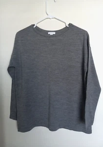 J Jill Merino Wool Lg Sleeve Sweater Top Pullover Gray Women's Sz S Light Weight - Picture 1 of 4