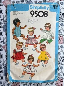 Armario Simplicity Pattern 9508 para muñecas bebé cuerpo vinilo talla grande corte 18-20" - Imagen 1 de 3