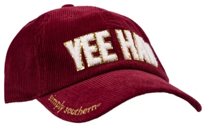 Simply Southern Wine Corduroy Baseball Cap White Embroidery "YeeHaw" - Picture 1 of 1