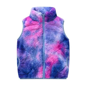 Spring Autumn Girls Vest Dyeing Fleece Waistcoat Kids Outerwear Birthday Gifts - Picture 1 of 37
