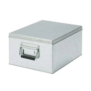 MUJI large tin box Width 26 x Depth 37 x Height 16cm silver storage - Picture 1 of 11