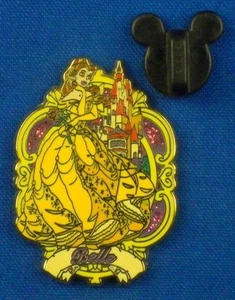 Belle Die Schöne und das Biest Schloss 12 Monate Magie Glitzer Rose Disney Pin #9028 - Bild 1 von 4