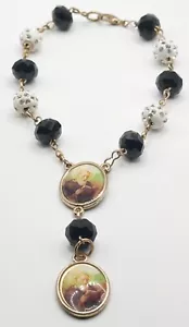 Mini Rosary/Rosary Bracelet Rhinestone Beads Glass Beads One Decade - Picture 1 of 4