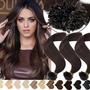 Unghie Pre Bonded Keratin Fusion Punta a U 100%//Remy Extension Capelli Umani Testa Piena - Foto 1 di 28
