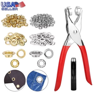 1/2" Grommet Pliers Tool Kit Punch Hole Eyelet Snap Button Leather Craft 150 Set - Picture 1 of 9
