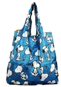 Snoopy Cartoon Figur All Over Print blau Nylon faltbare Tragetasche Tasche - Bild 1 von 1