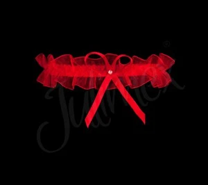 JULIMEX ~ ODESSA ~ edles Strumpfband Organza rot Braut Hochzeit dessous NEU - Picture 1 of 2
