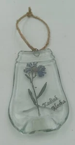 Kodiak Alaska painted  Pressed glass SUN CATCHER with  A flower 4.5"× 2.5" - Picture 1 of 10