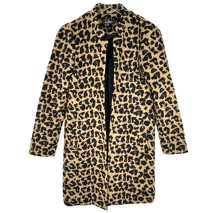 Lulu's Feline Fantastic Leopard Print Coat S Tan Open Front Long Sleeve Pockets - Picture 1 of 8
