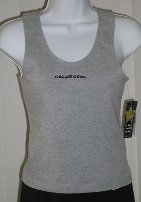 Camiseta sin mangas de lycra gris dorada para gimnasio-dri grande para dama Foto 1 de 2