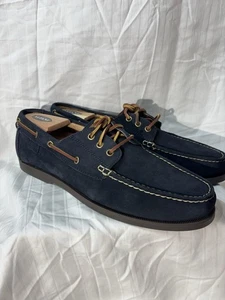 BRAND NEW Polo Ralph Lauren 100% Leather Navy Blue Boat Shoes Mens 13 WIDE   - Picture 1 of 8