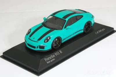 Minichamps 1/43 Porsche 911R 991 2016 come nuovo verde striscia nera Limited 504 - Immagine 1 di 3