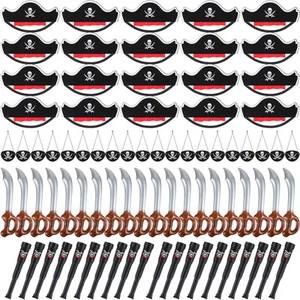 80 Pcs Caribbean Pirate Party Cosplay Set Include 20 Felt Pirate Hat 20 Pirat... - Picture 1 of 7