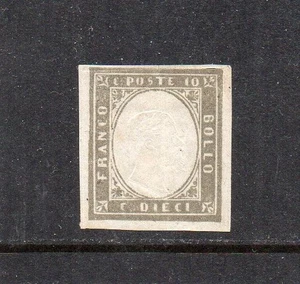 1861 ITALIA SARDEGNA SA# 13Cd 10c GRIGIO ZECCA GRANDI MARGINI $4100,00 CERTIFICATO - Foto 1 di 3