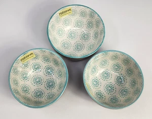 Pfaltzgraff Everyday 4.5" Grey Aqua Fruit Bowl, Embossed, Set of 3 - Picture 1 of 11