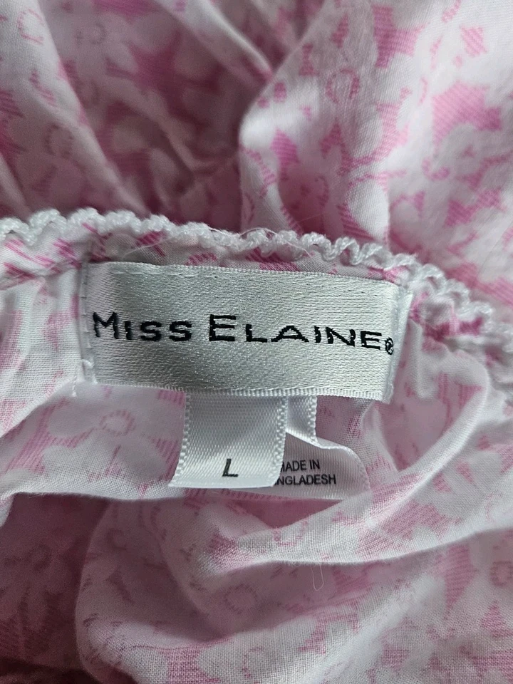 Miss Elaine Beautiful Pink 100 % Cotton Nightgown Size L - Image 1 of 4