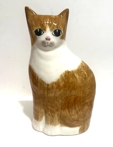 Vtg NS Gustin Co Folk Art Hand Painted Orange/ White Cat Figurine/Book End 8.5" - Picture 1 of 12
