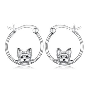 Yorkie Hunde Ohrringe Sterlingsilber süße Hunde Creolen Tierschmuck für... - Bild 1 von 6